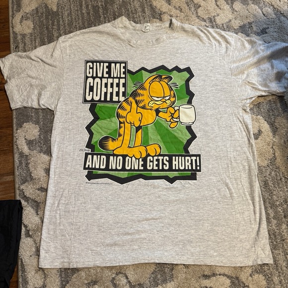 Vtg 1978‎ Garfield Single Stitch Shirt "Give Me Coffee And No One Gets Hurt" XL - Picture 1 of 6